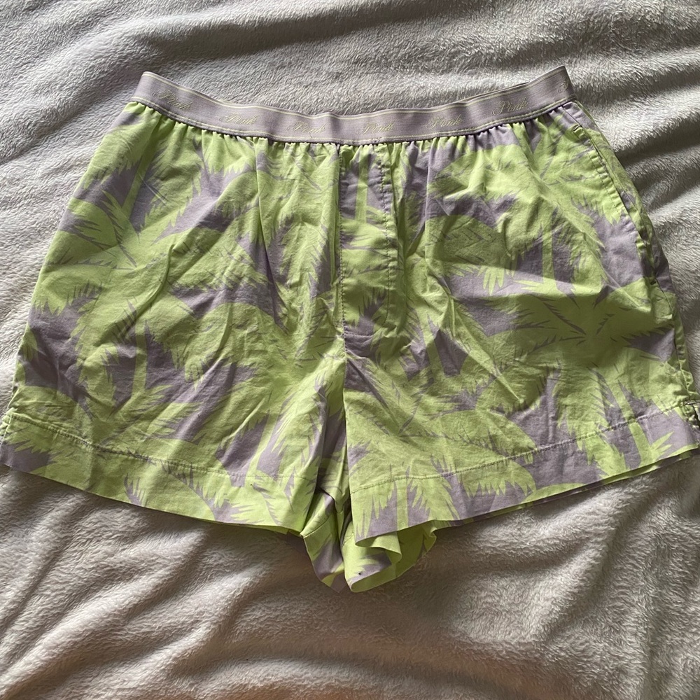 Green and Gray Patterned Shorts